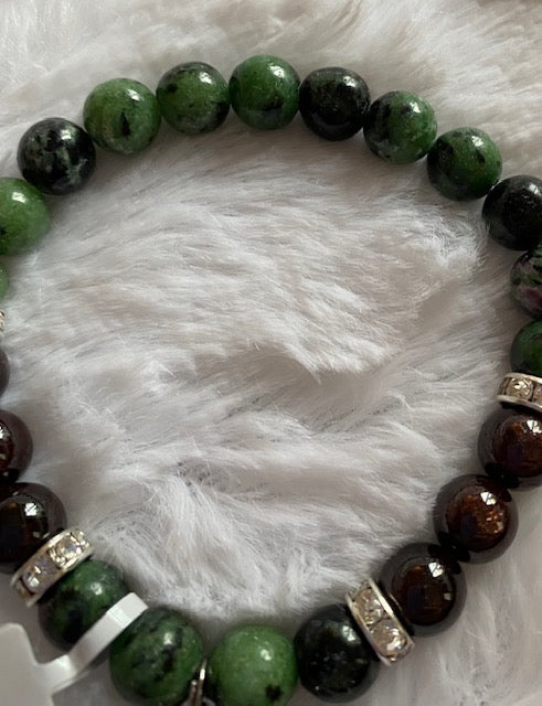 Celtic Dragon Bracelet with Ruby Zoisite and Garnet