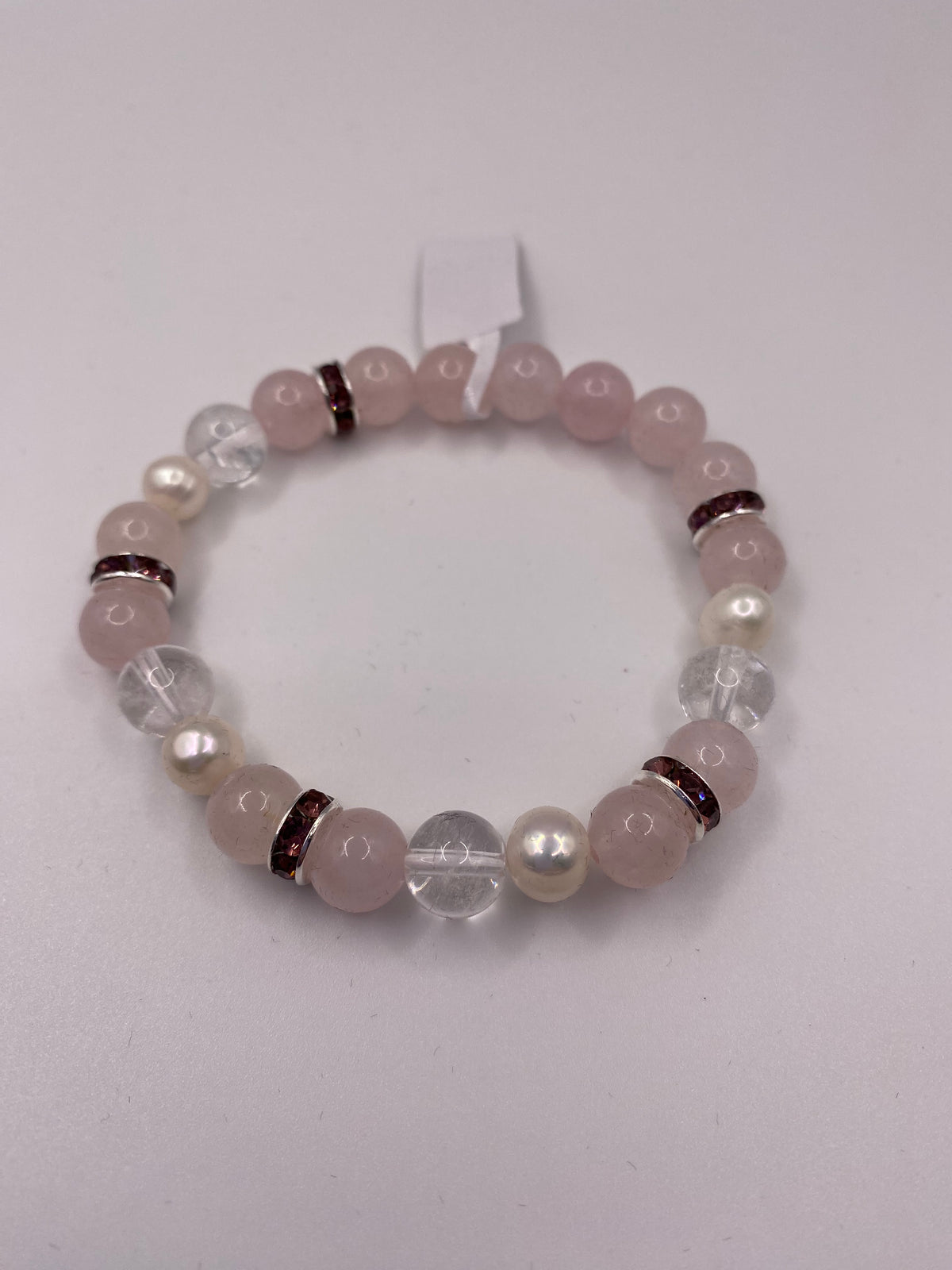 Rose Quartz & Pearl Bead Bracelet – Love, Balance & Inner Wisdom