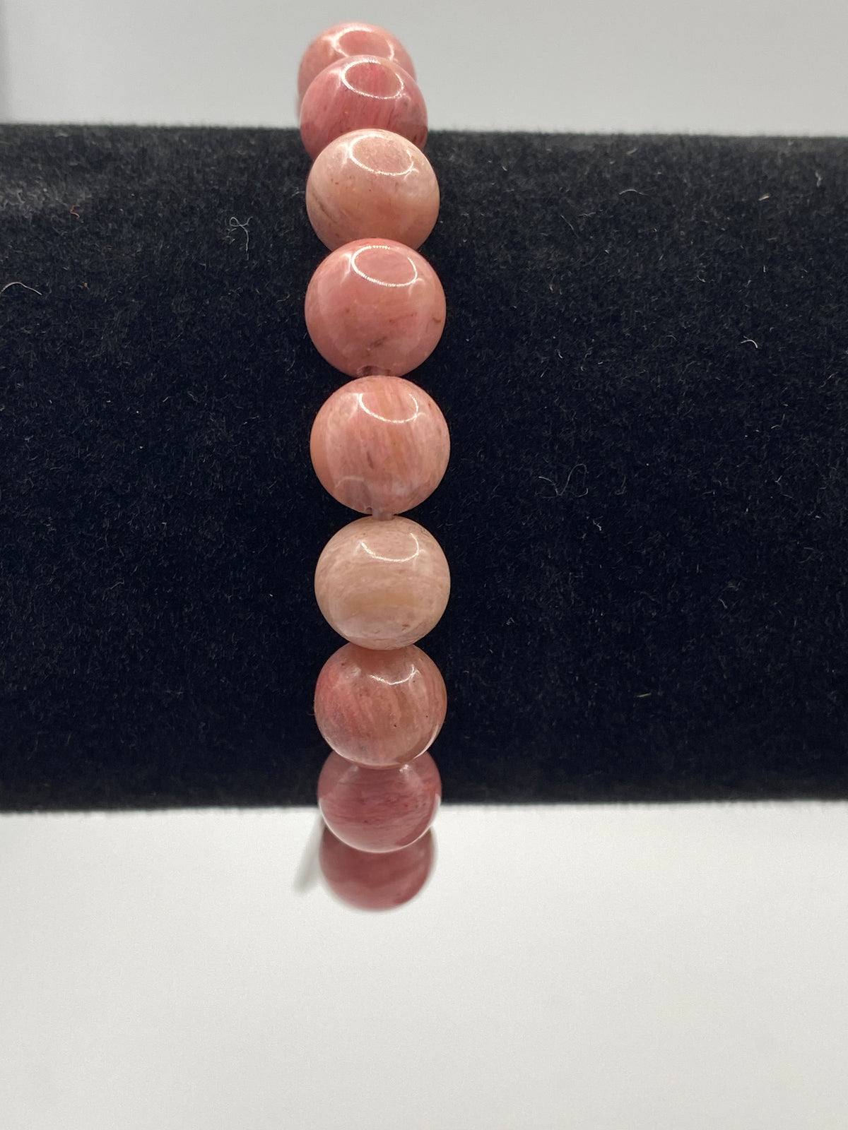 Clear Quartz & Rhodonite Love Heart Bracelet