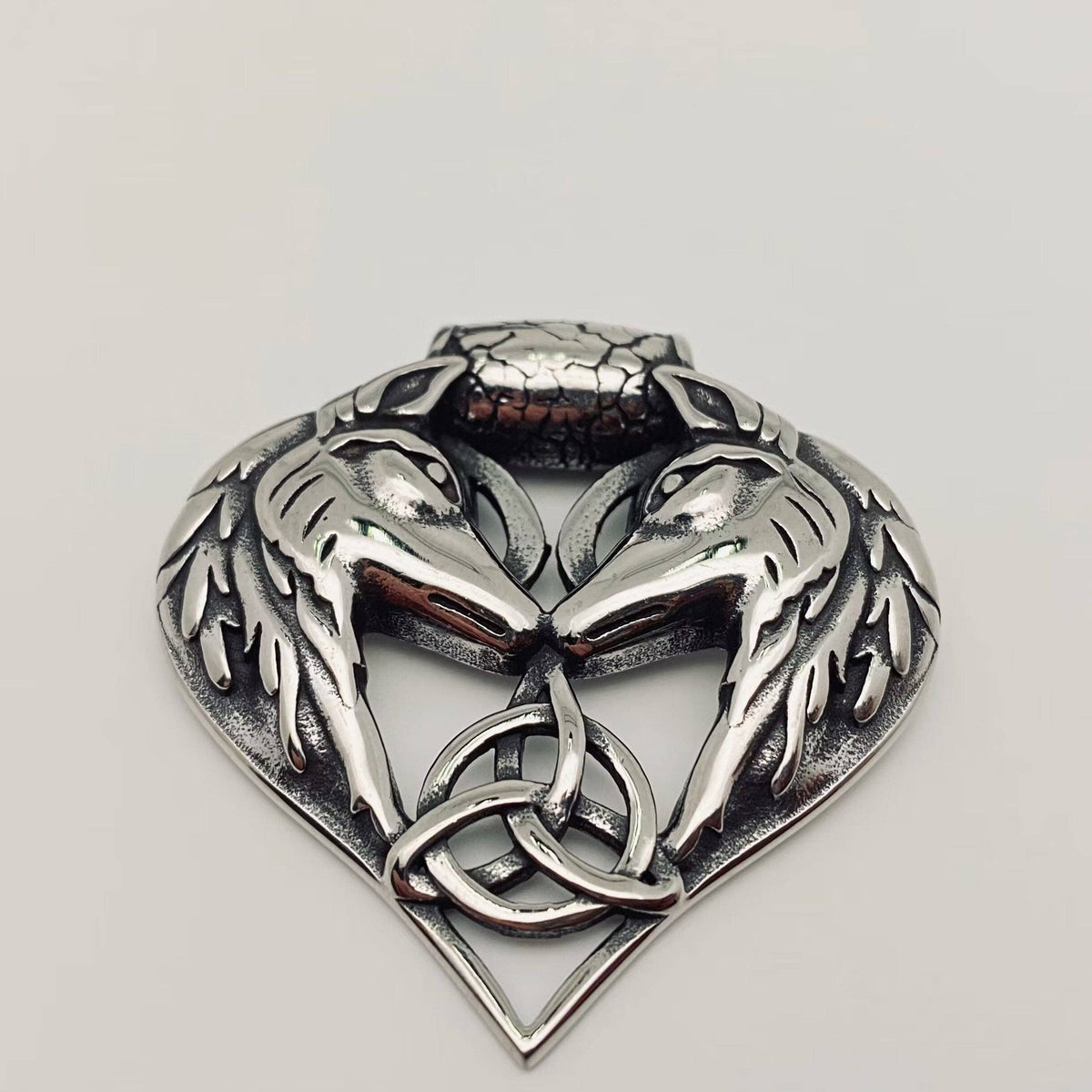 Celtic Trinity Double Wolf Pendant