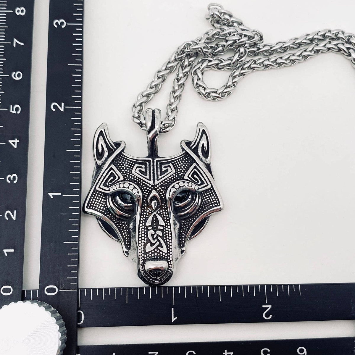 Viking Celtic Wolf Head Amulet Necklace