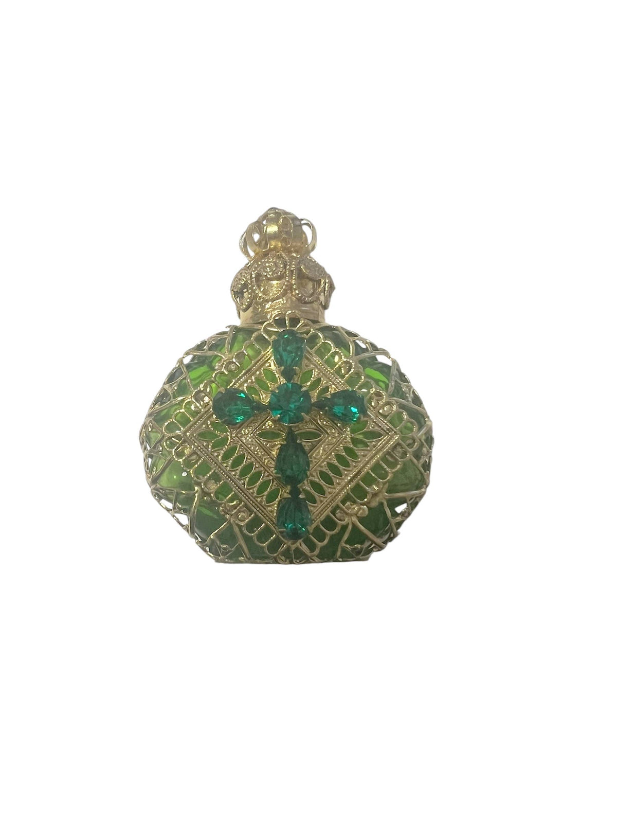 GREEN CROSS Victorian Style Glass Perfume Bottle