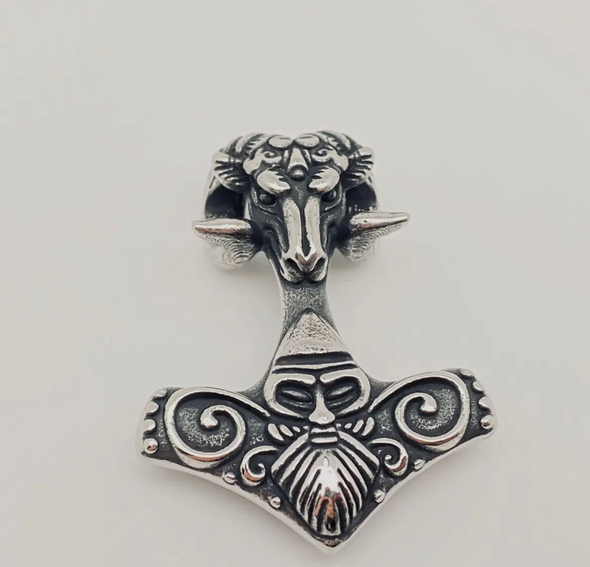 Thor's Hammer Ram's-Head Warrior Pendant