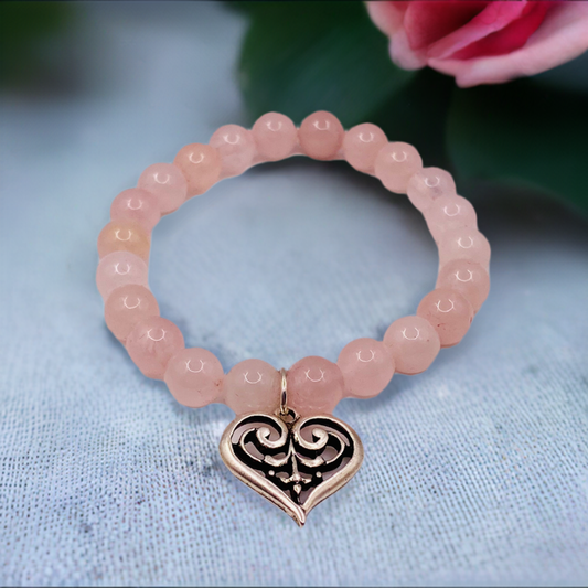 Celtic Heart Bracelet with Rose Quartz