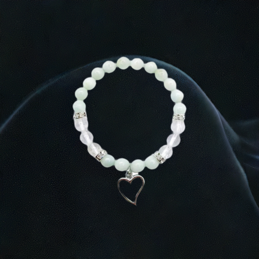 Amazonite Heart Charm Bracelet – Serenity, Balance &amp; Love