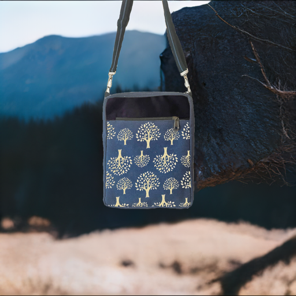 Celtic Sacred Trees Blue Crossbody Bag