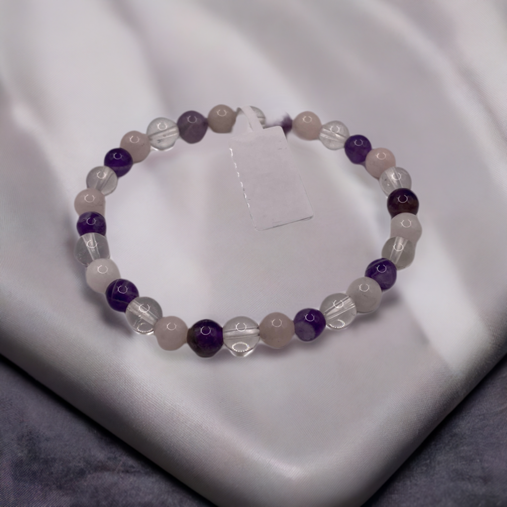Amethyst & Rose Quartz Stacking Bracelet – Love, Intuition & Healing