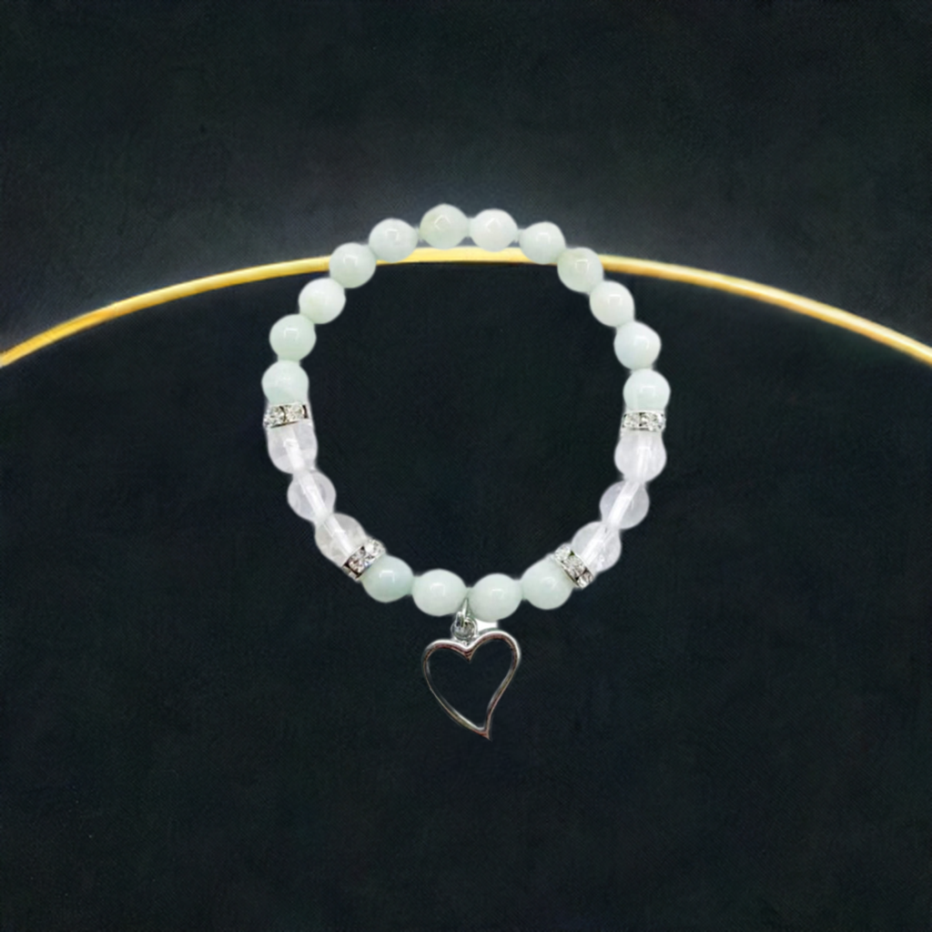 Amazonite Heart Charm Bracelet – Serenity, Balance &amp; Love
