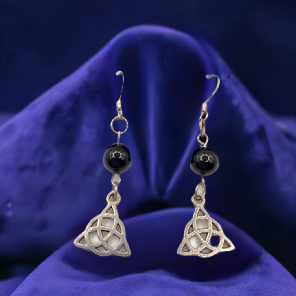 Celtic Knot Gemstone Earrings – Genuine Stone & Surgical Steel