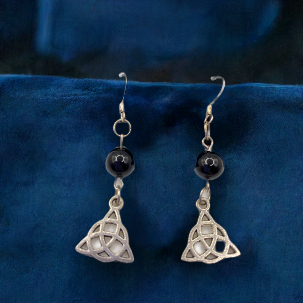 Celtic Knot Gemstone Earrings – Genuine Stone & Surgical Steel