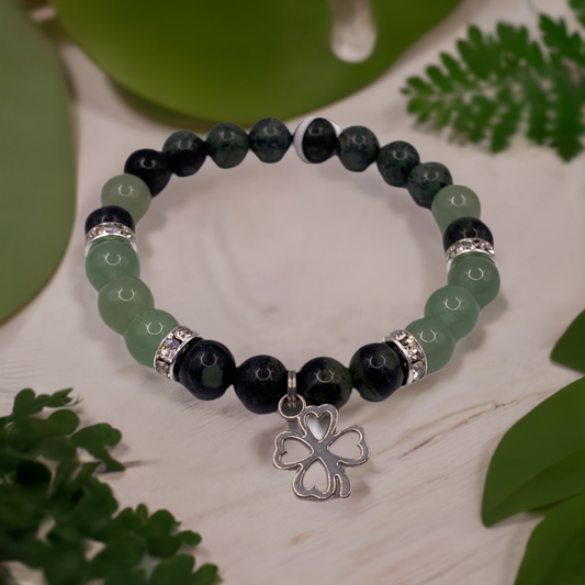 Four-Leaf Clover Jasper & Aventurine Bracelet – Luck & Prosperity