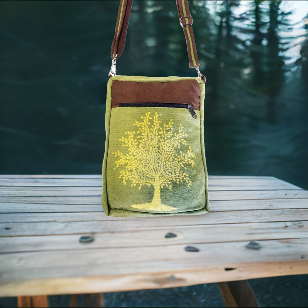 Celtic Sacred Tree Green Crossbody Bag