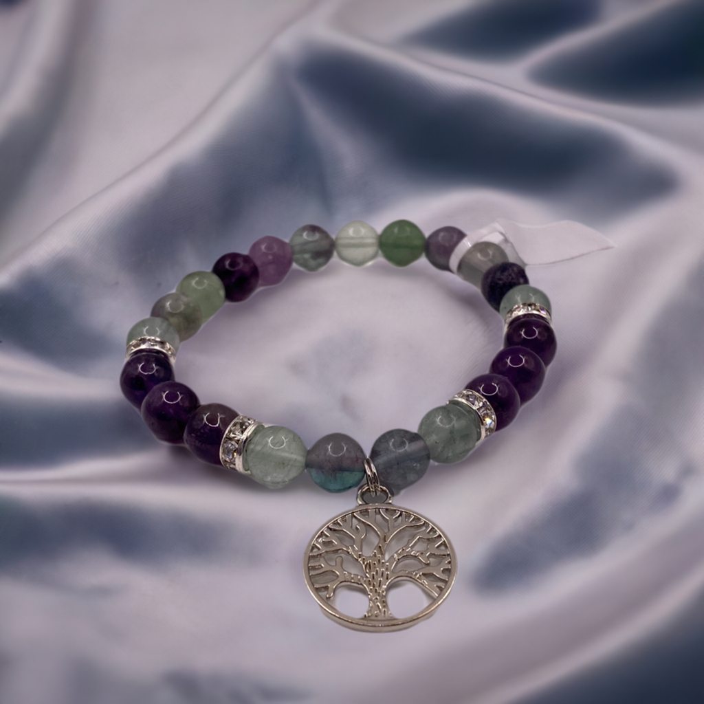 Celtic Tree of Life Bracelet with Amethyst and Fluorite