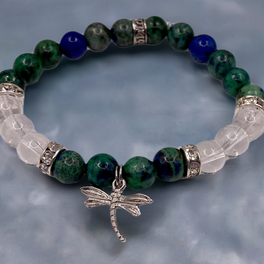 Chrysocolla Dragonfly Charm Bracelet – Transformation, Intuition & Peace