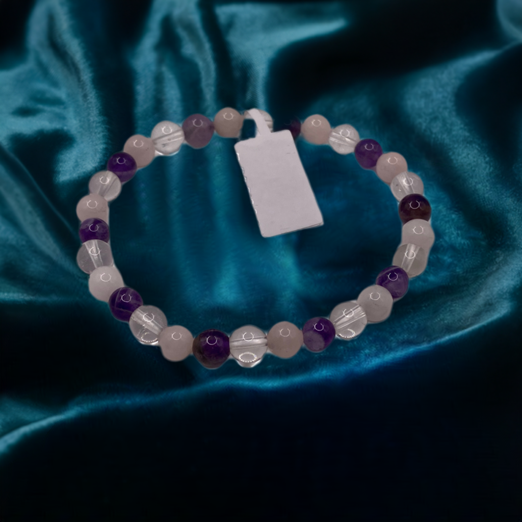 Amethyst & Rose Quartz Stacking Bracelet – Love, Intuition & Healing
