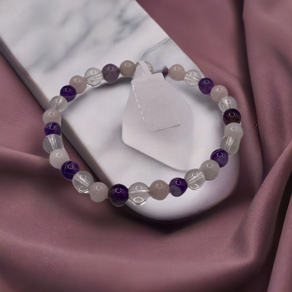 Amethyst & Rose Quartz Stacking Bracelet – Love, Intuition & Healing