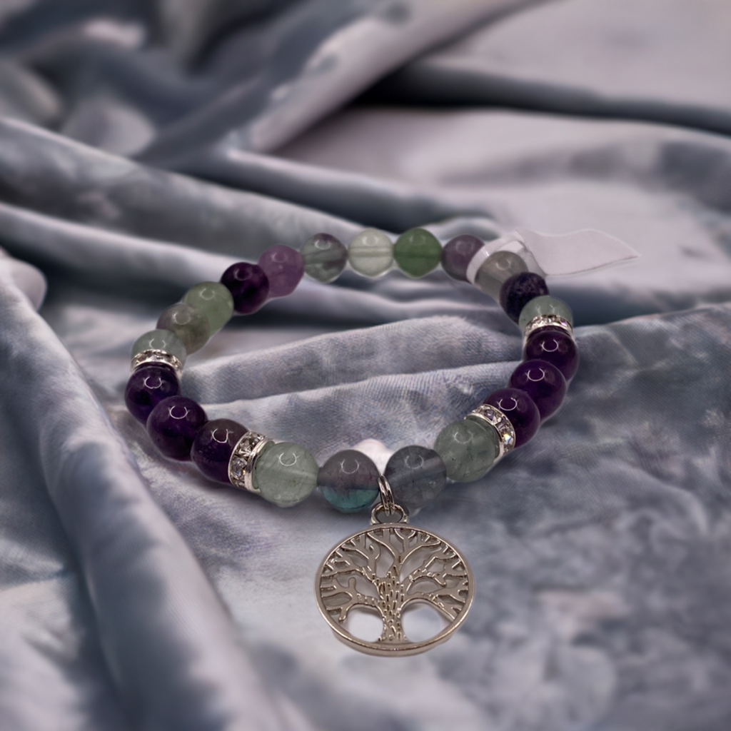 Celtic Tree of Life Bracelet with Amethyst and Fluorite