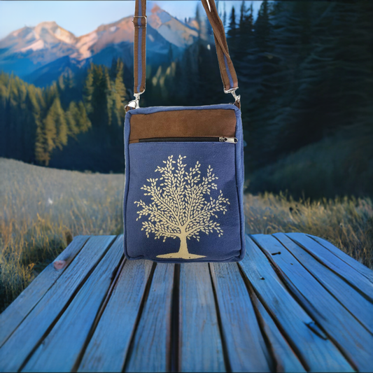 Celtic Sacred Tree Blue Crossbody Bag
