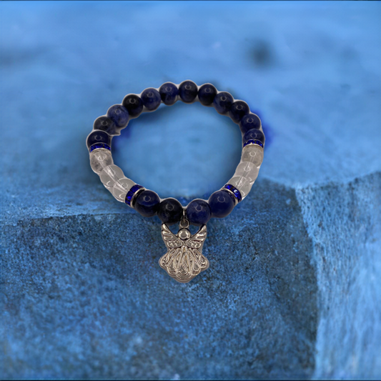 Sodalite Angel Charm Bracelet – Calm, Truth & Intuition