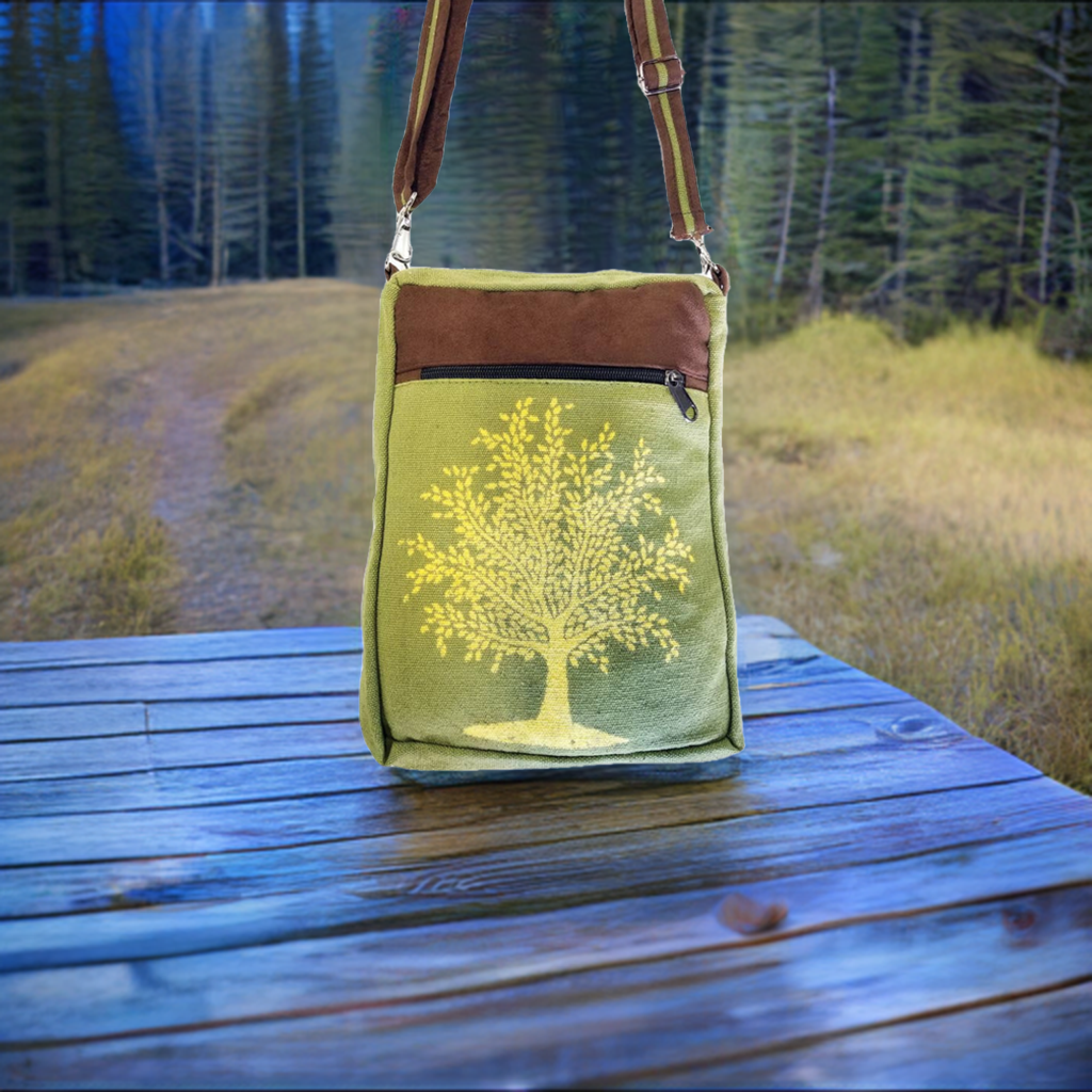Celtic Sacred Tree Green Crossbody Bag