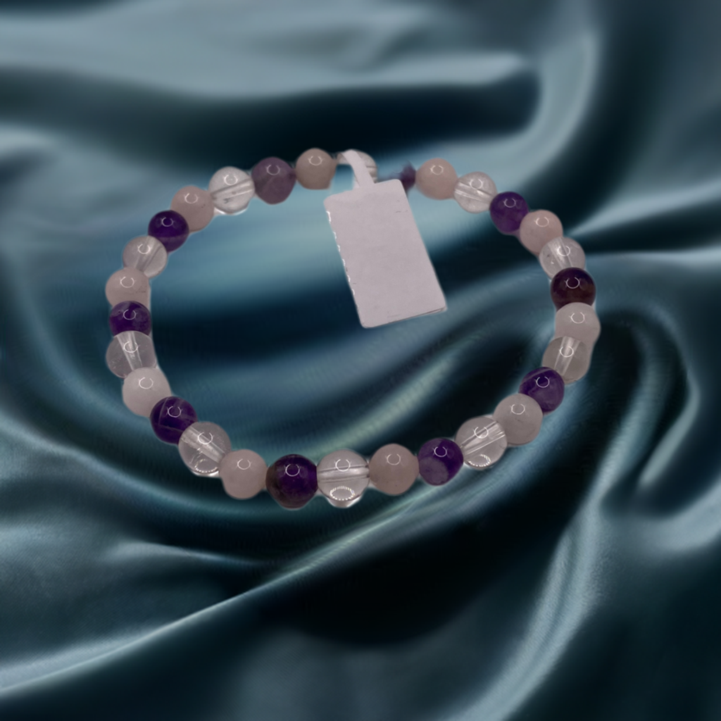 Amethyst & Rose Quartz Stacking Bracelet – Love, Intuition & Healing