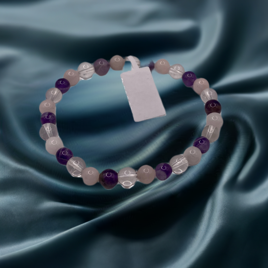 Amethyst & Rose Quartz Stacking Bracelet – Love, Intuition & Healing