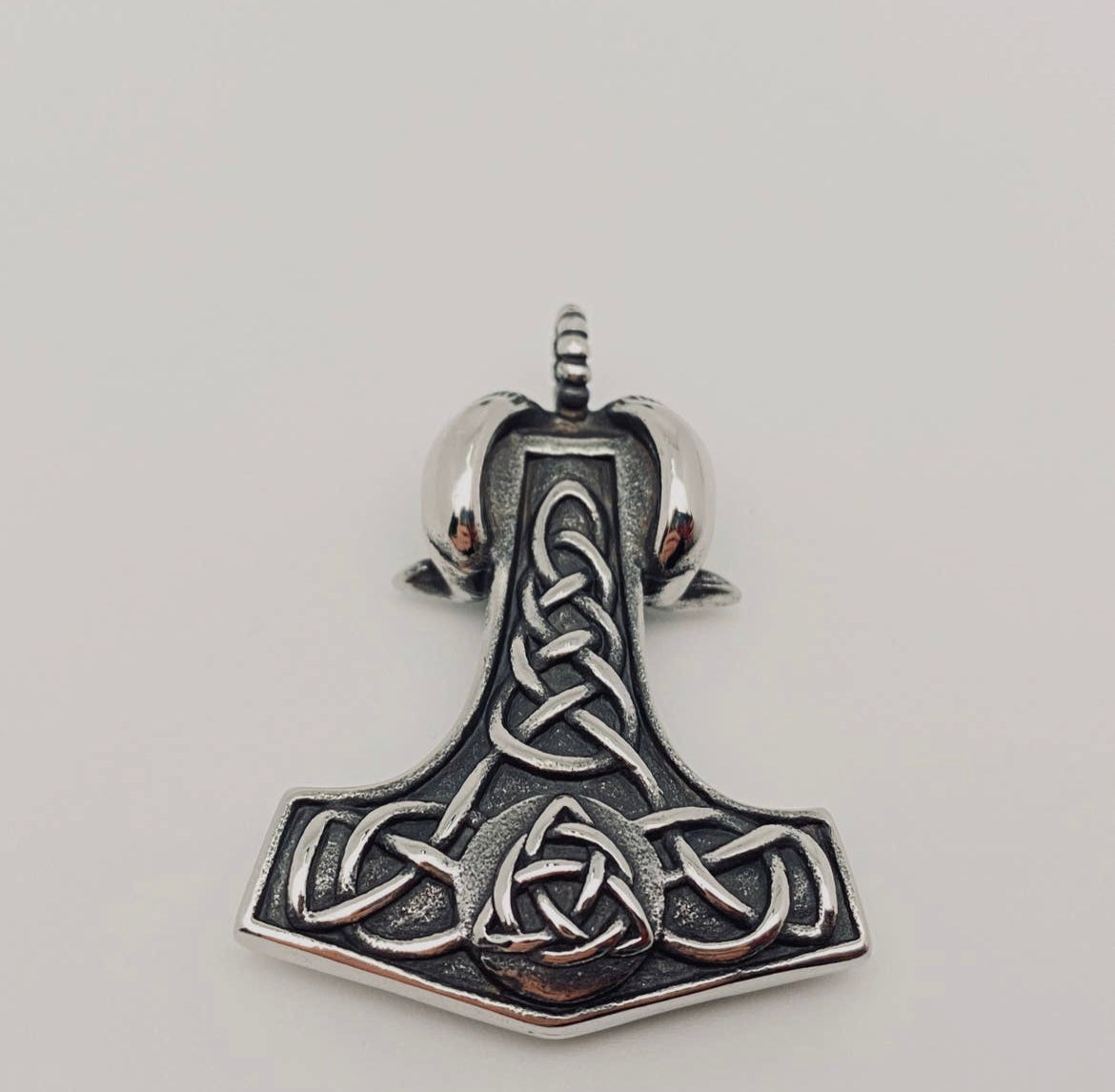 Thor's Hammer Ram's-Head Celtic Pendant