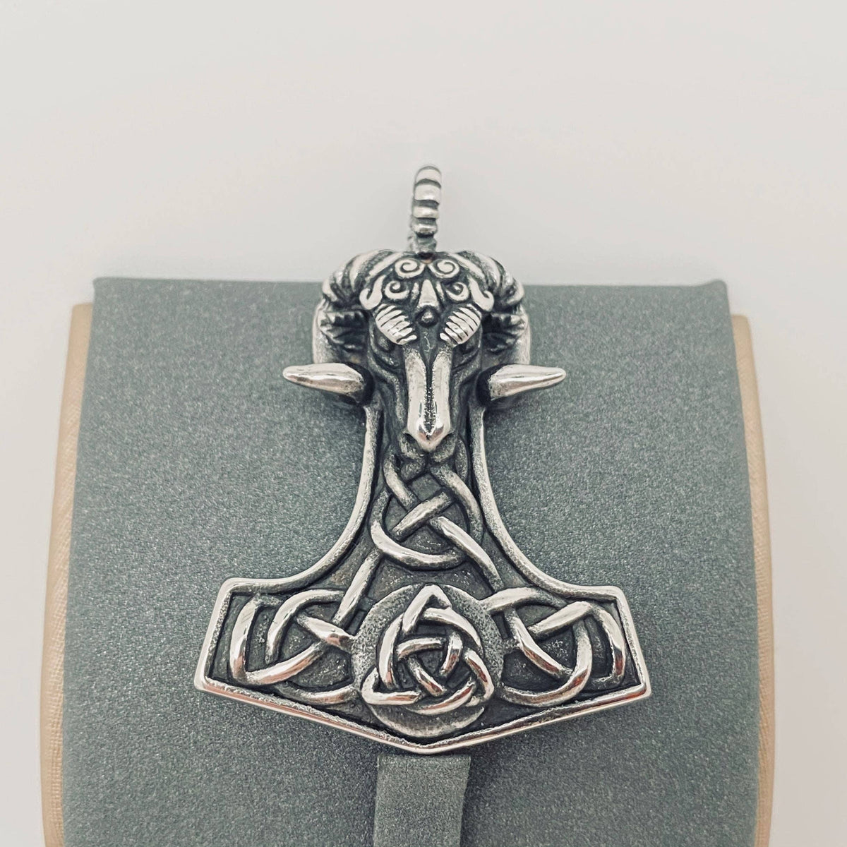 Thor's Hammer Ram's-Head Celtic Pendant
