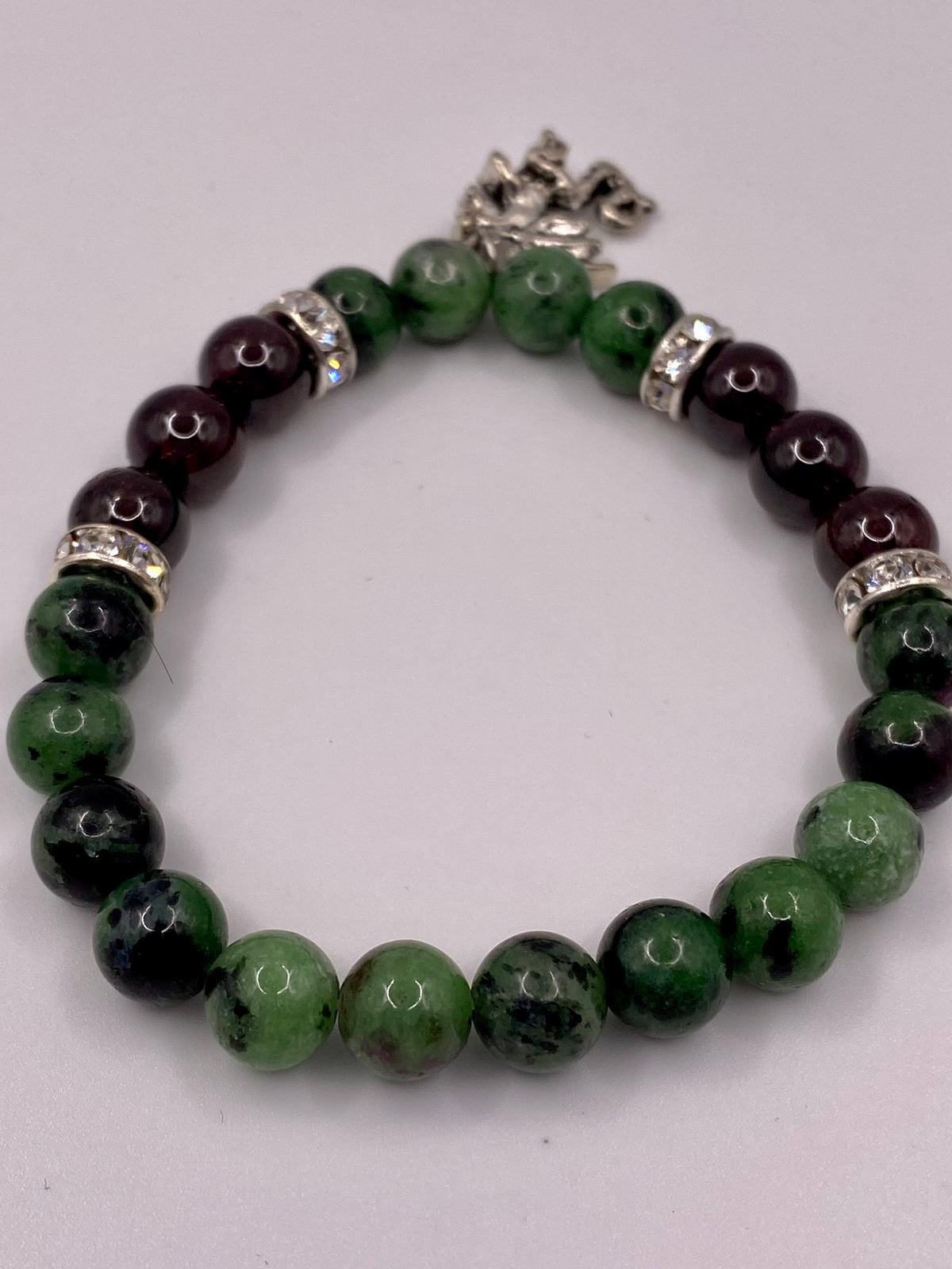 Celtic Dragon Bracelet with Ruby Zoisite and Garnet