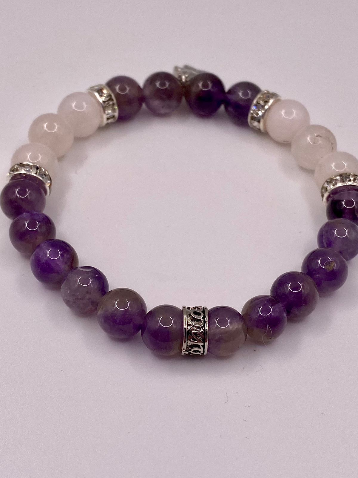 Lotus Bracelet with Amethyst and Rose Quartz