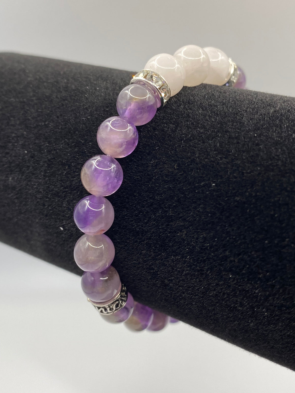 Lotus Bracelet with Amethyst and Rose Quartz