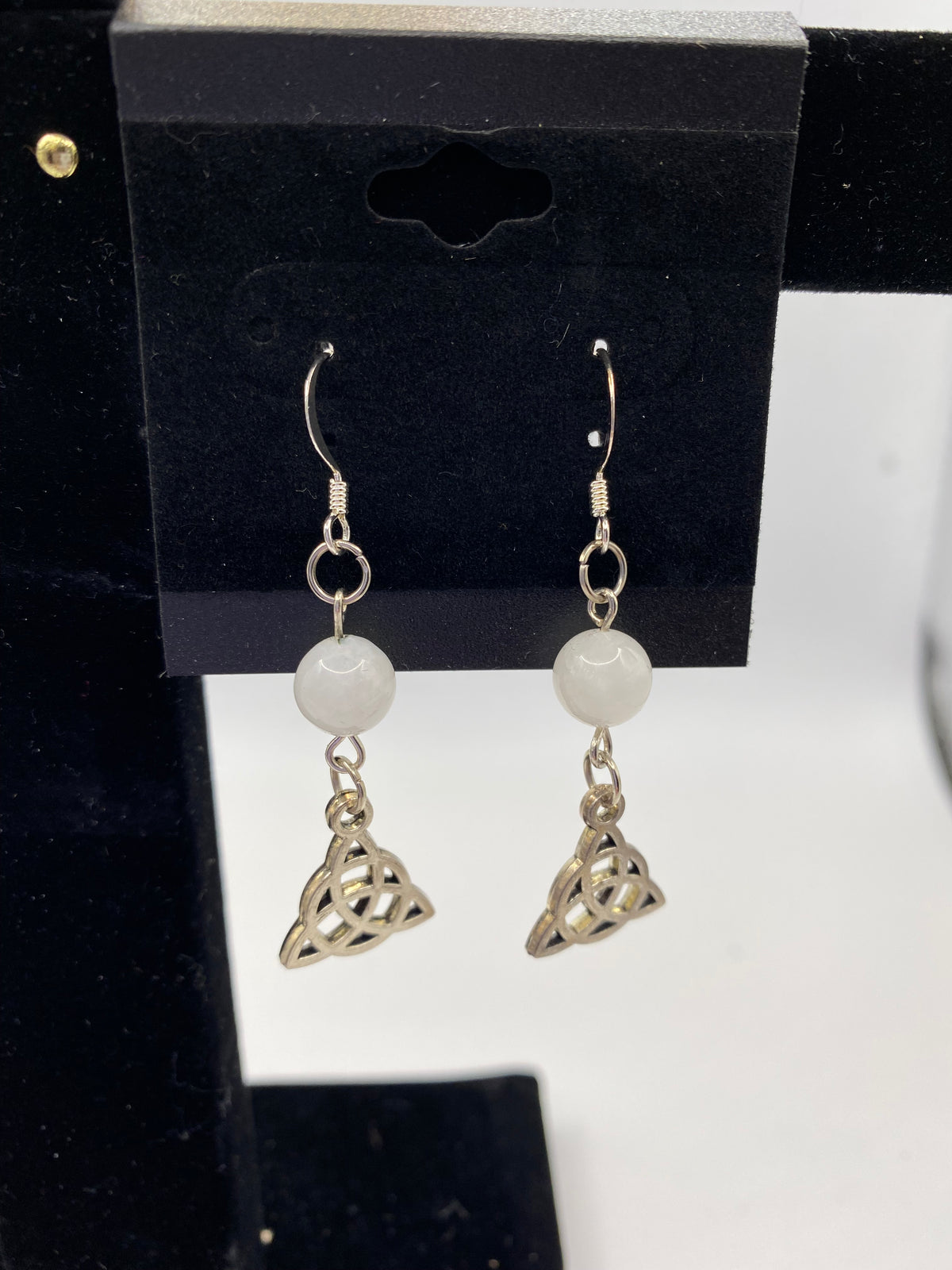 Celtic Knot Gemstone Earrings – Genuine Stone & Surgical Steel
