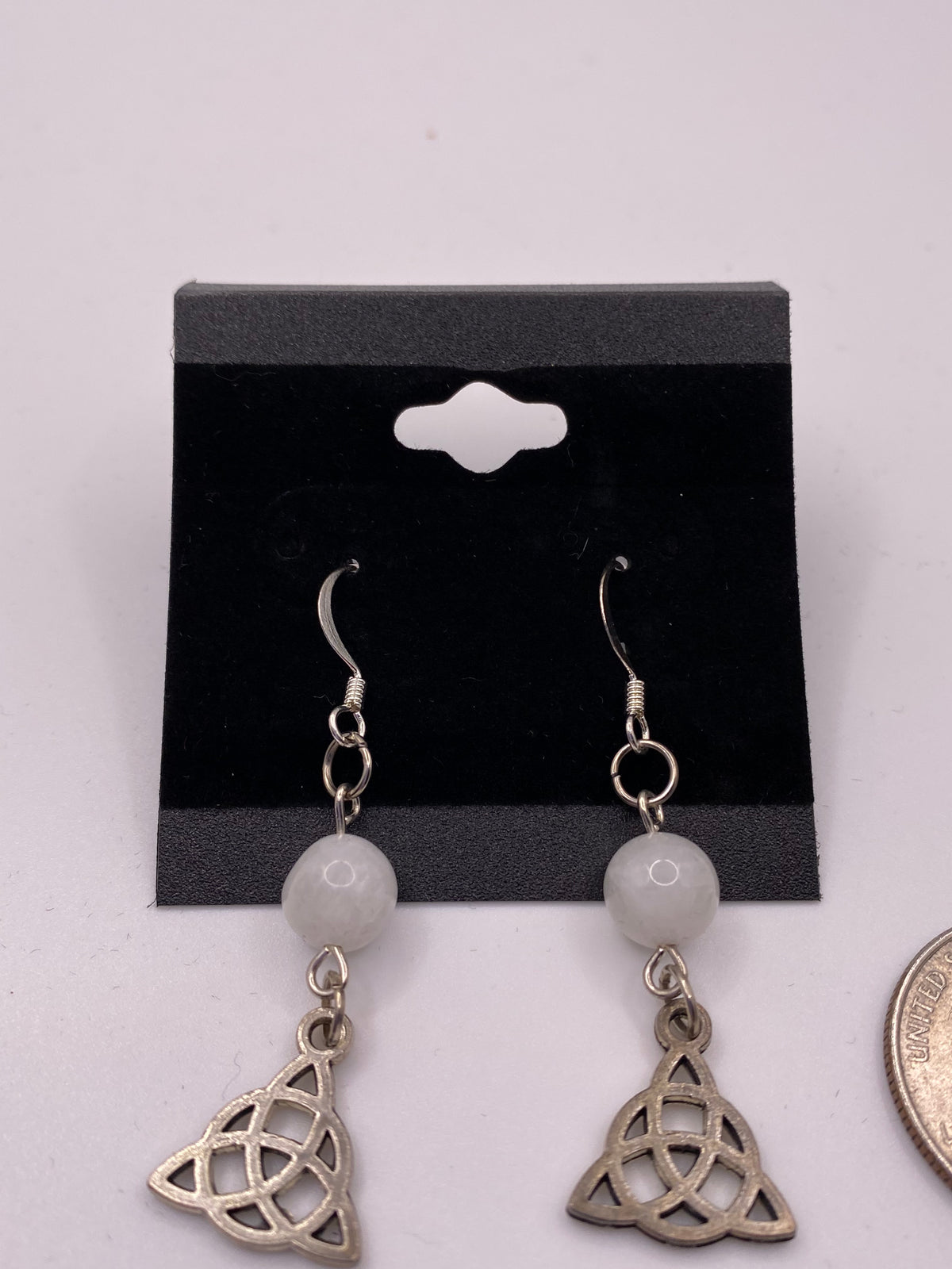 Celtic Knot Gemstone Earrings – Genuine Stone & Surgical Steel