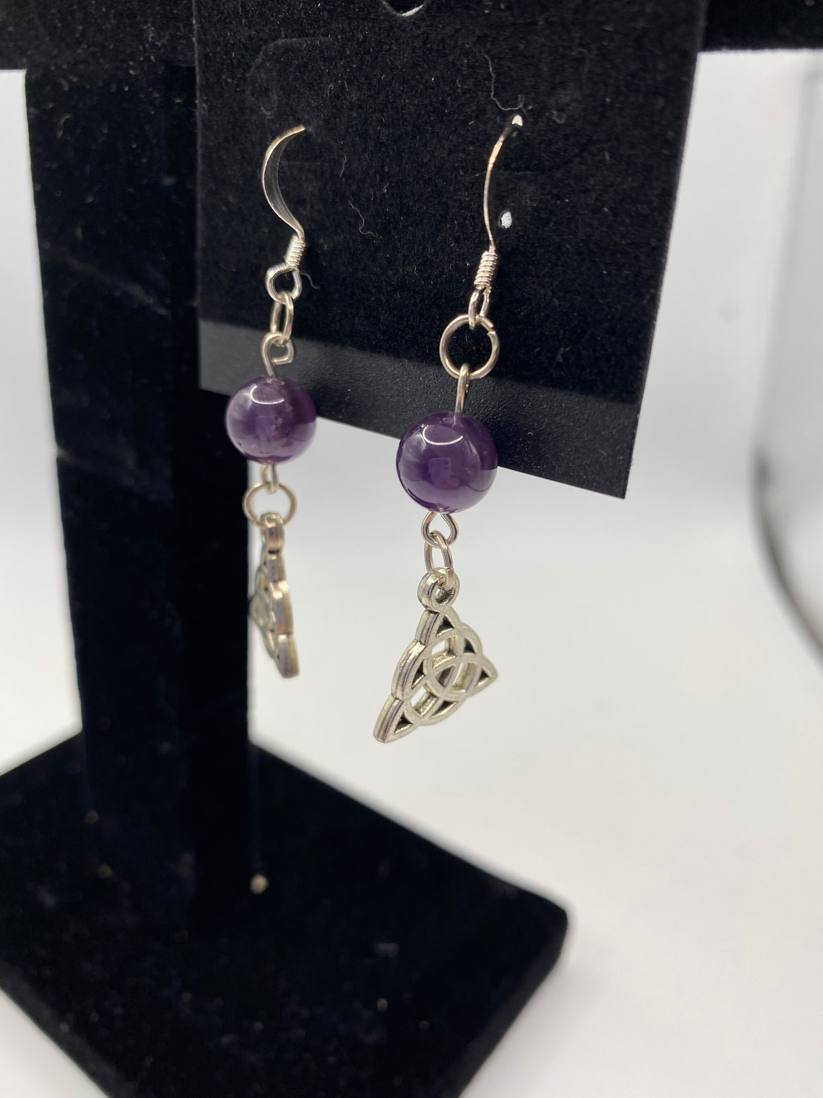 Celtic Knot Gemstone Earrings – Genuine Stone & Surgical Steel