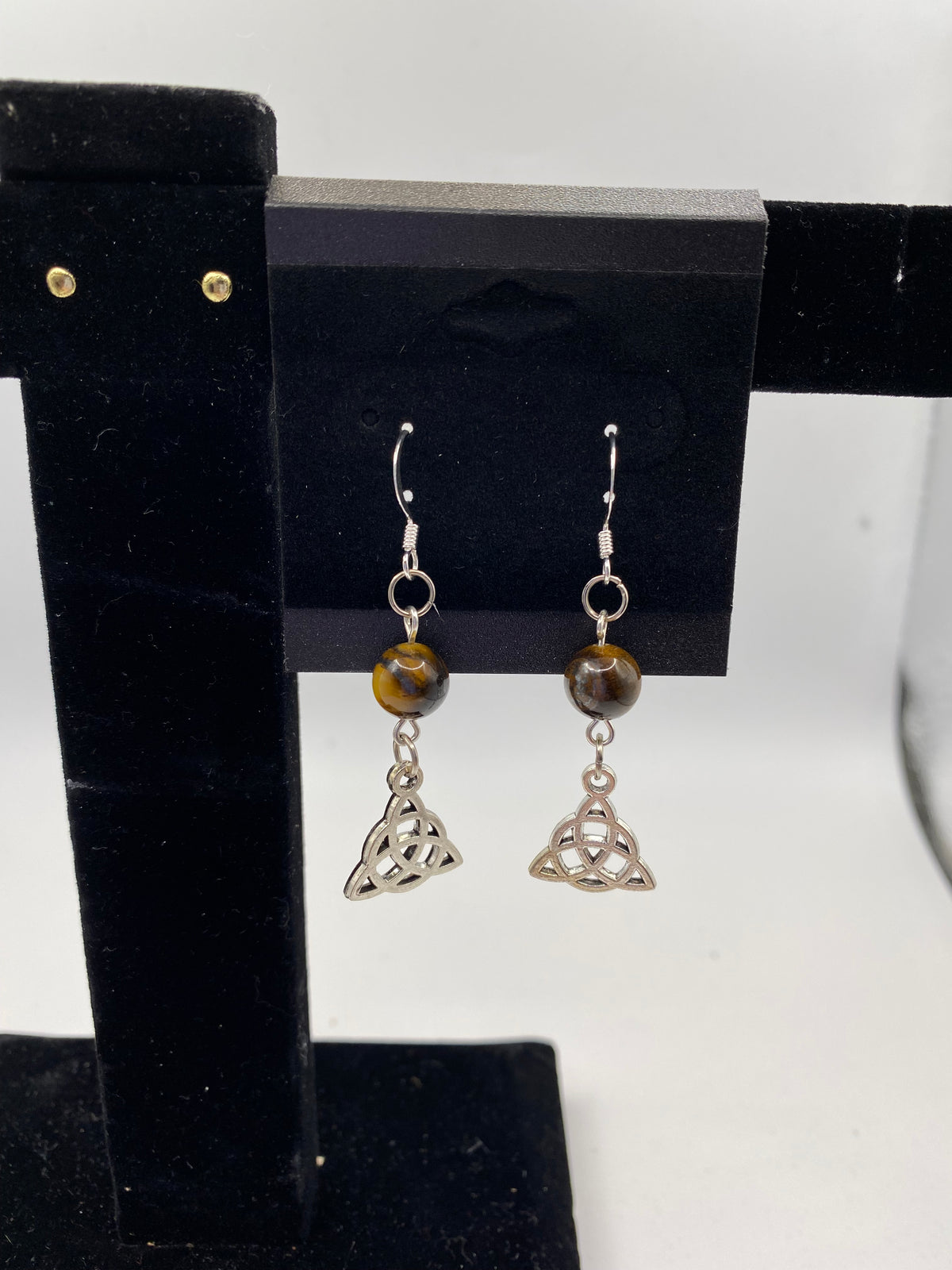 Celtic Knot Gemstone Earrings – Genuine Stone & Surgical Steel