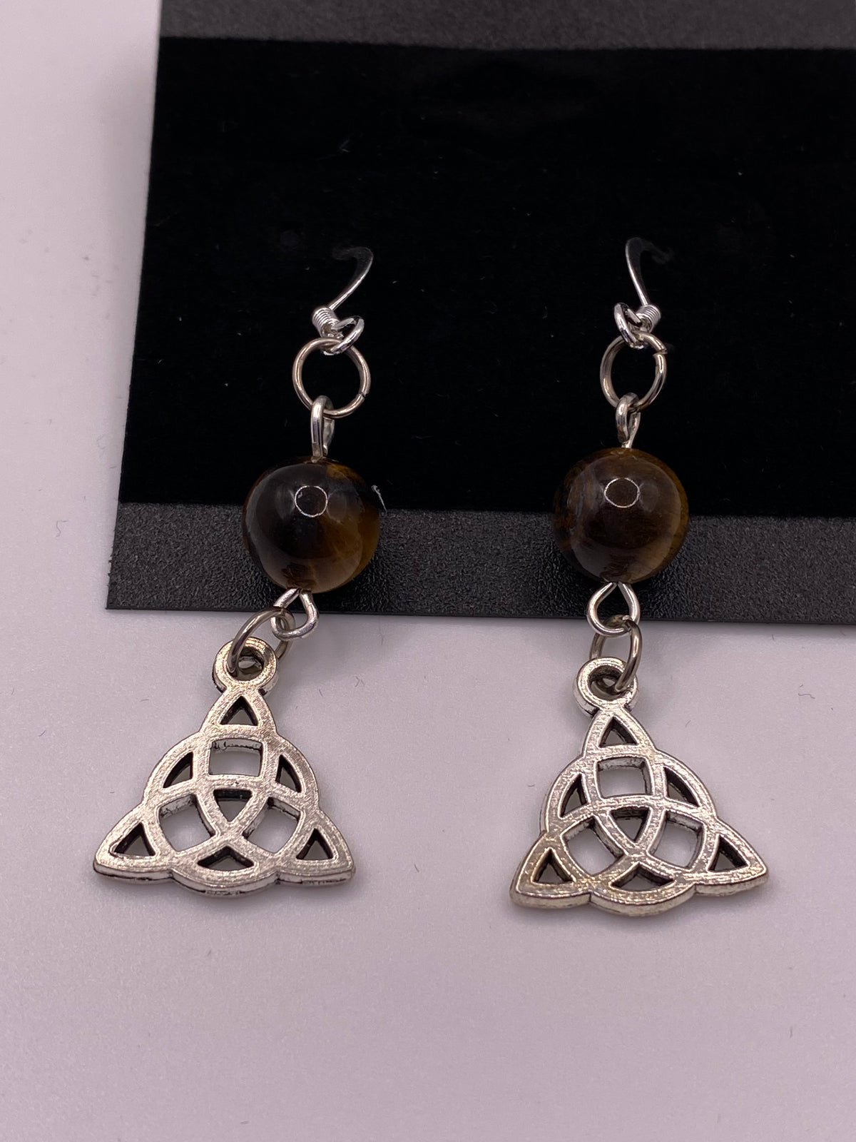 Celtic Knot Gemstone Earrings – Genuine Stone & Surgical Steel