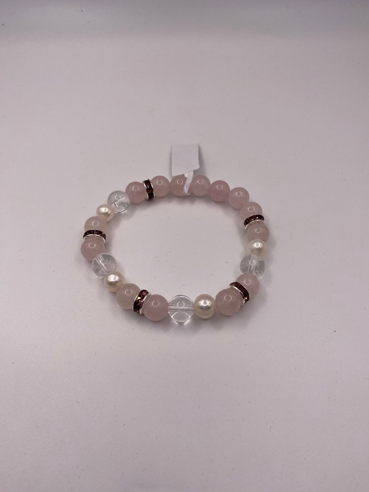 Rose Quartz & Pearl Bead Bracelet – Love, Balance & Inner Wisdom
