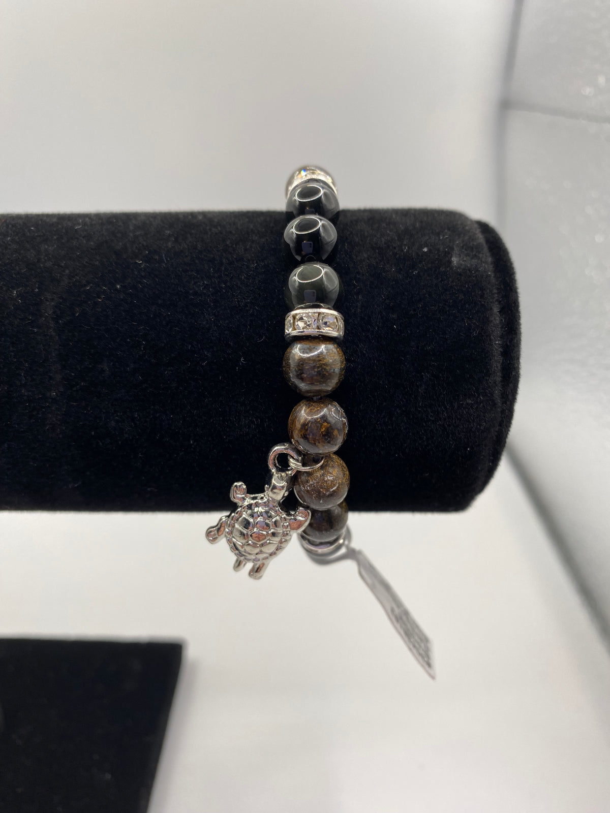 Turtle Charm Bracelet – Bronzite and Rainbow Obsidian