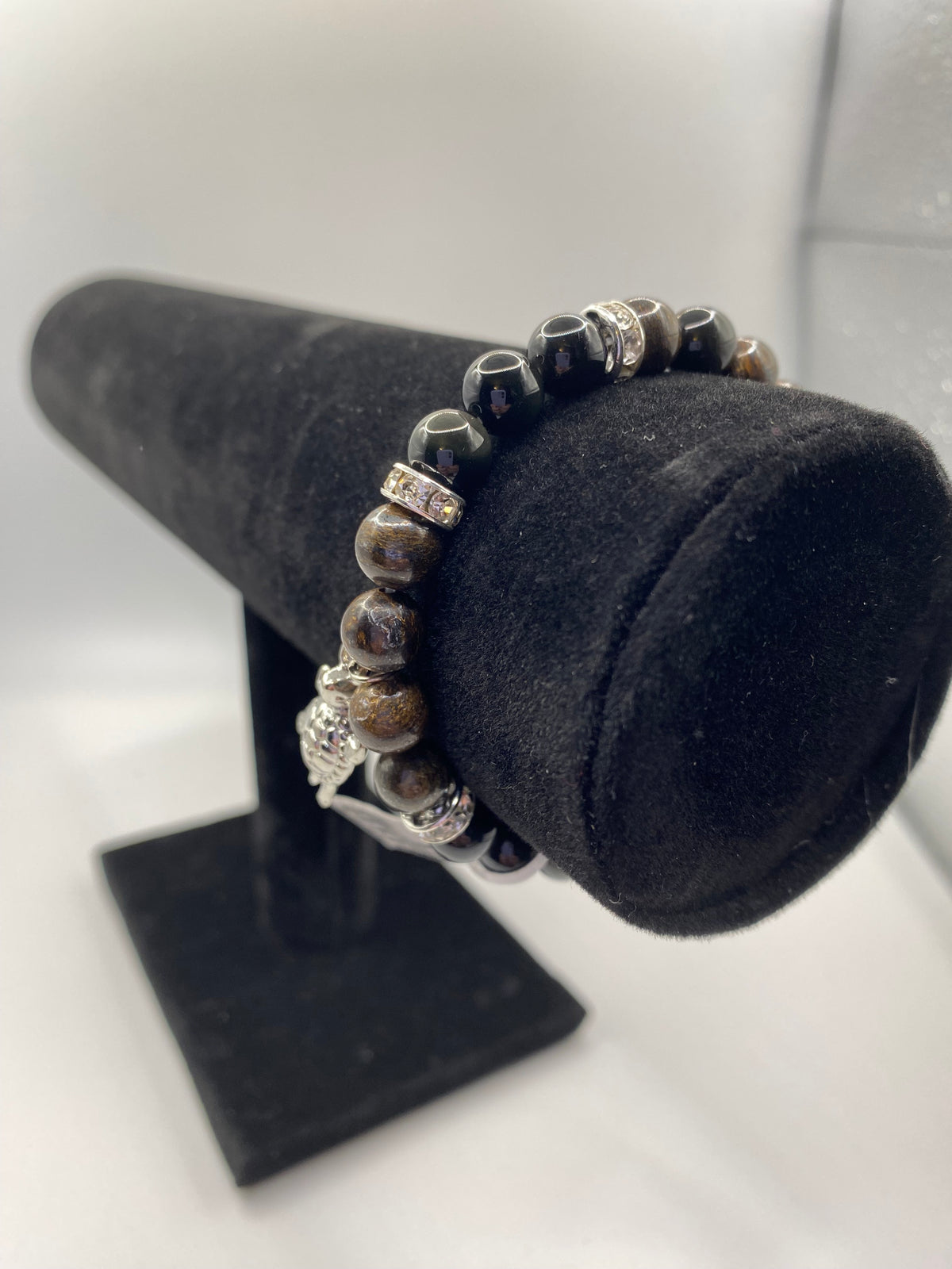 Turtle Charm Bracelet – Bronzite and Rainbow Obsidian